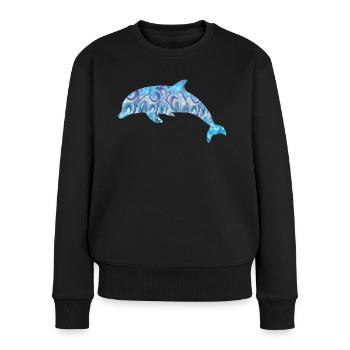 Dolphin - Frauen Premium Bio Pullover - Schwarz - Vorne - Julia (174cm)