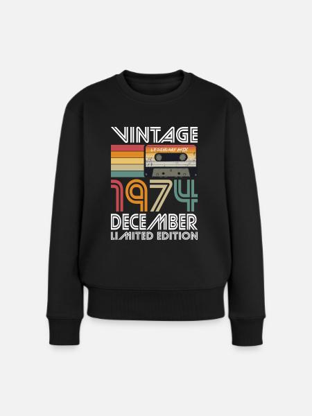 50. Geburtstag Jahrgang Dezember 1974 Vintage 1974 - Frauen Premium Bio Pullover - Schwarz