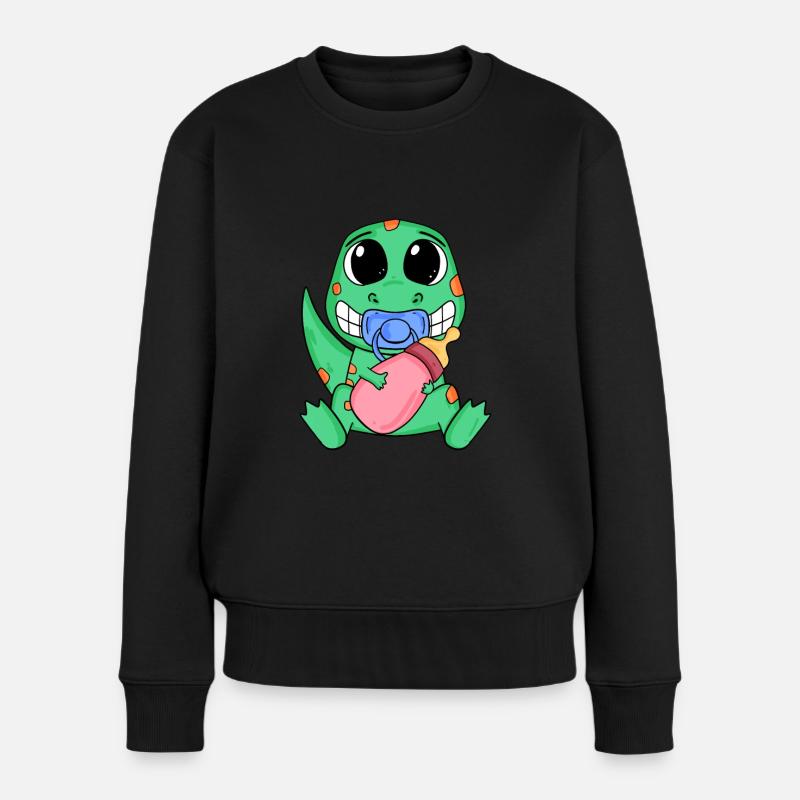 Baby Dino Motiv - Frauen Premium Bio Pullover - Schwarz