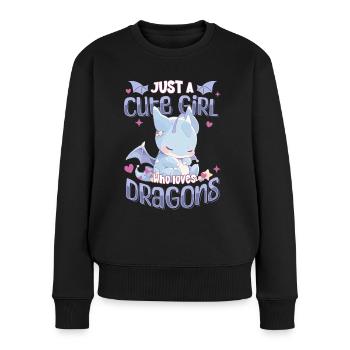 Just a cute Girl who loves Dragons - Kawaii Dragon - Women's Premium Organic Jumper - black - Front - Julia (174cm)