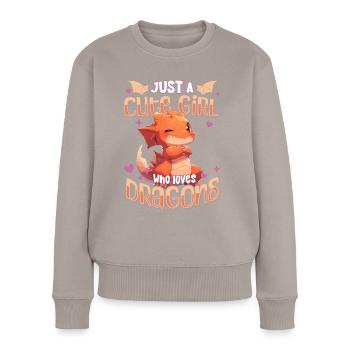 Just a cute Girl who loves Dragons - Kawaii Dragon - Women's Premium Organic Jumper - taupe - Front - Julia (174cm)
