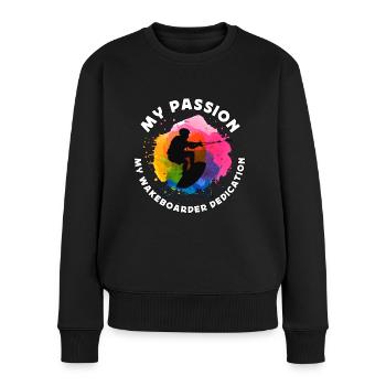 Wakeboarder Ma Passion Mon Wakeboarder Wakeboard - Pull Premium bio Femme - noir - Devant - Julia (174cm)