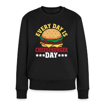 Hamburger Käse Cheeseburger Snacks Cheeseburger - Frauen Premium Bio Pullover - Schwarz - Vorne - Julia (174cm)
