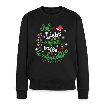 Ich liebe weiße Weihnachten - Weihnachtsoutfit - Frauen Premium Bio Pullover - Schwarz - Vorne - Julia (174cm)
