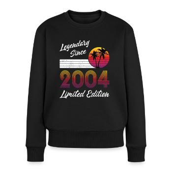 20. Geburtstag Jahrgang 2004 Legendary Since 2004 - Frauen Premium Bio Pullover - Schwarz - Vorne - Julia (174cm)
