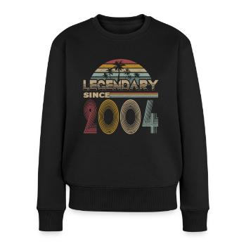 20. Geburtstag Jahrgang 2004 Legendary Since 2004 - Frauen Premium Bio Pullover - Schwarz - Vorne - Julia (174cm)