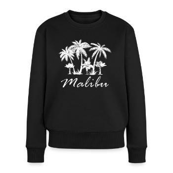 Malibu palmiers Silhouette flair d’été - Pull Premium bio Femme - noir - Devant - Julia (174cm)