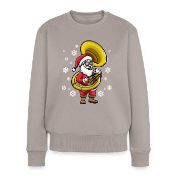 Santa Claus with sousaphone instrument - Women's Premium Organic Jumper - taupe - Front - Julia (174cm)