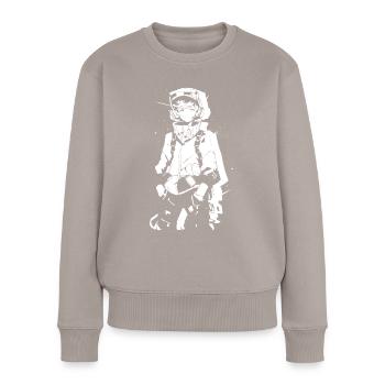 Shibuya's cool Cyberpunk Style Anime Boy Otaku - Frauen Premium Bio Pullover - Taupe - Vorne - Julia (174cm)
