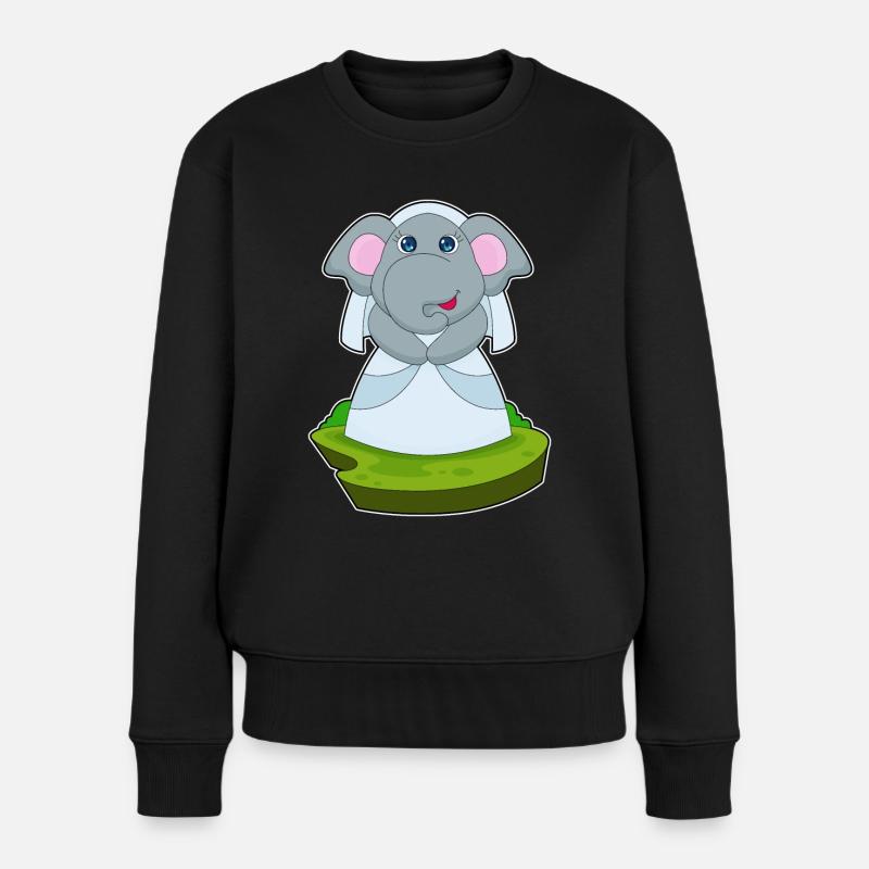 Elefant Braut Schleier Hochzeit - Frauen Premium Bio Pullover - Schwarz