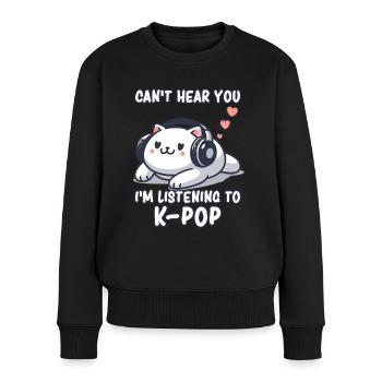 K-Pop KPop Korean Music Cat - Women's Premium Organic Jumper - black - Front - Julia (174cm)