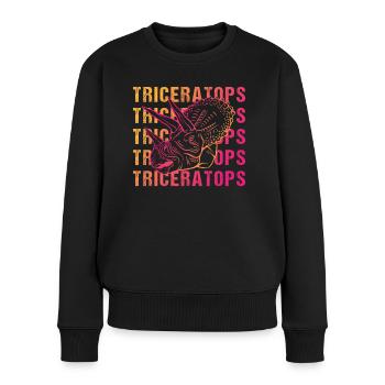 Triceratops Wortspiel Design Vintage Look - Frauen Premium Bio Pullover - Schwarz - Vorne - Julia (174cm)