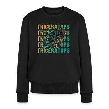 Triceratops Wortspiel Design Vintage Look - Frauen Premium Bio Pullover - Schwarz - Vorne - Julia (174cm)