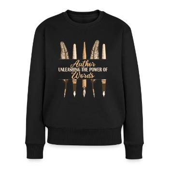 Autor Power Of Words - Frauen Premium Bio Pullover - Schwarz - Vorne - Julia (174cm)