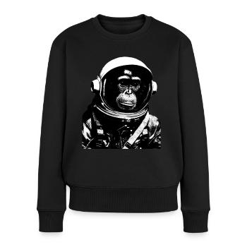 Space Monkey Astronaut Suit Astronomy Moon Landing - Women's Premium Organic Jumper - black - Front - Julia (174cm)