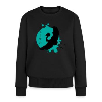 Dynamique de la grue et art des personnages - Pull Premium bio Femme - noir - Devant - Julia (174cm)