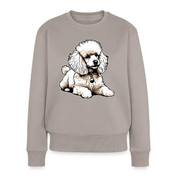 Niedlicher Pudel - Frauen Premium Bio Pullover - Taupe - Vorne - Julia (174cm)