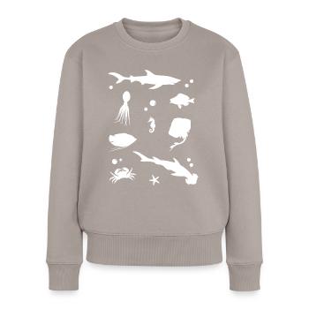 Ozeanisches Schattenspiel Elegante Tiefsee - Frauen Premium Bio Pullover - Taupe - Vorne - Julia (174cm)