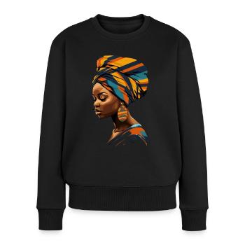 African Woman Headwrap Head Scarf Africa Kente - Women's Premium Organic Jumper - black - Front - Julia (174cm)