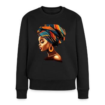 African Woman Africa Kente Headwrap Head Scarf - Women's Premium Organic Jumper - black - Front - Julia (174cm)