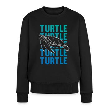 TURTLE Schattenbild Wortkunst Geschenk - Frauen Premium Bio Pullover - Schwarz - Vorne - Julia (174cm)