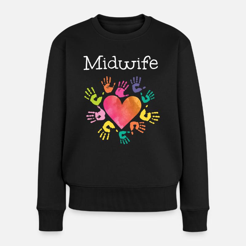 Nurse Midwife Birth Worker Heart - Frauen Premium Bio Pullover - Schwarz