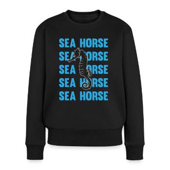Sea Horse Writing Game Ocean Love - Women's Premium Organic Jumper - black - Front - Julia (174cm)