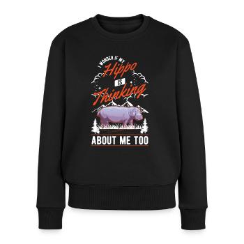 Hippopotame cadeau hippopotame hippopotame - Pull Premium bio Femme - noir - Devant - Julia (174cm)