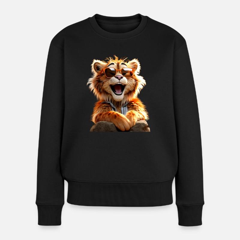 Tiger Raubkatze Wilde Katzen Liebhaber Süßer Tiger - Frauen Premium Bio Pullover - Schwarz