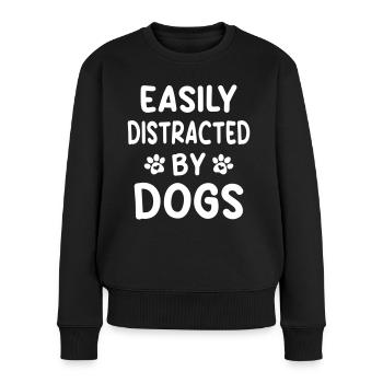 Leicht ablenkbar durch Hunde - Frauen Premium Bio Pullover - Schwarz - Vorne - Julia (174cm)