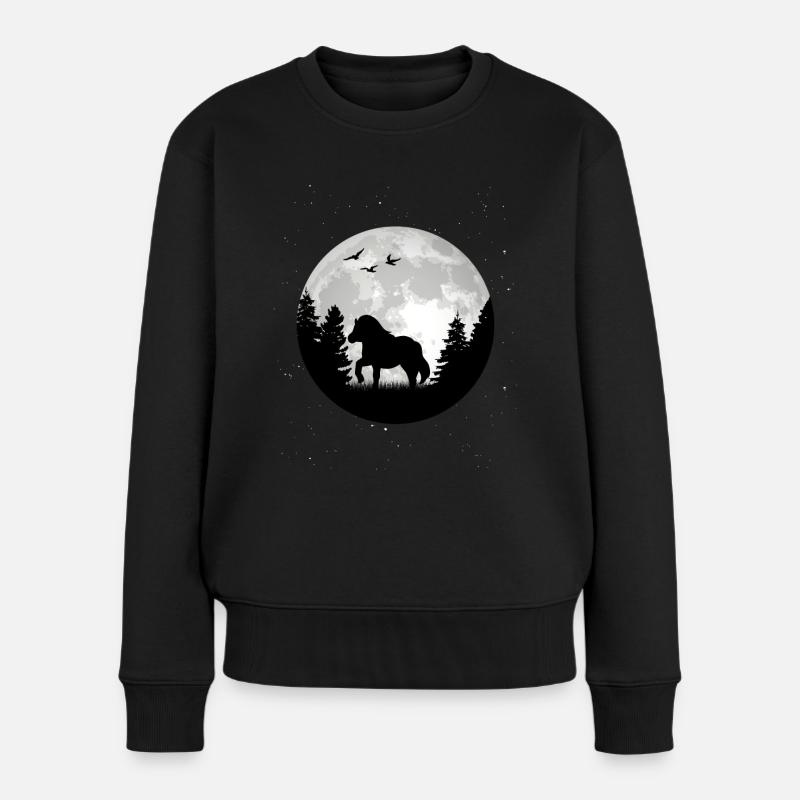 Shetland Pony Mond - Frauen Premium Bio Pullover - Schwarz