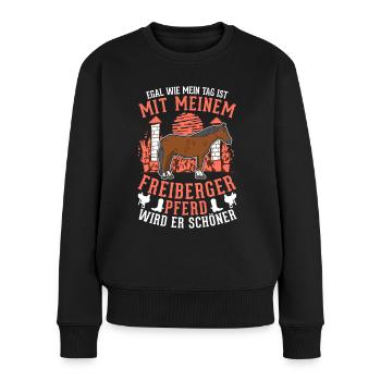 Freiberger Pferd - Frauen Premium Bio Pullover - Schwarz - Vorne - Julia (174cm)