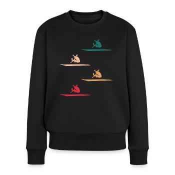 Farbenfrohe Weitsprung-Kunst - Frauen Premium Bio Pullover - Schwarz - Vorne - Julia (174cm)