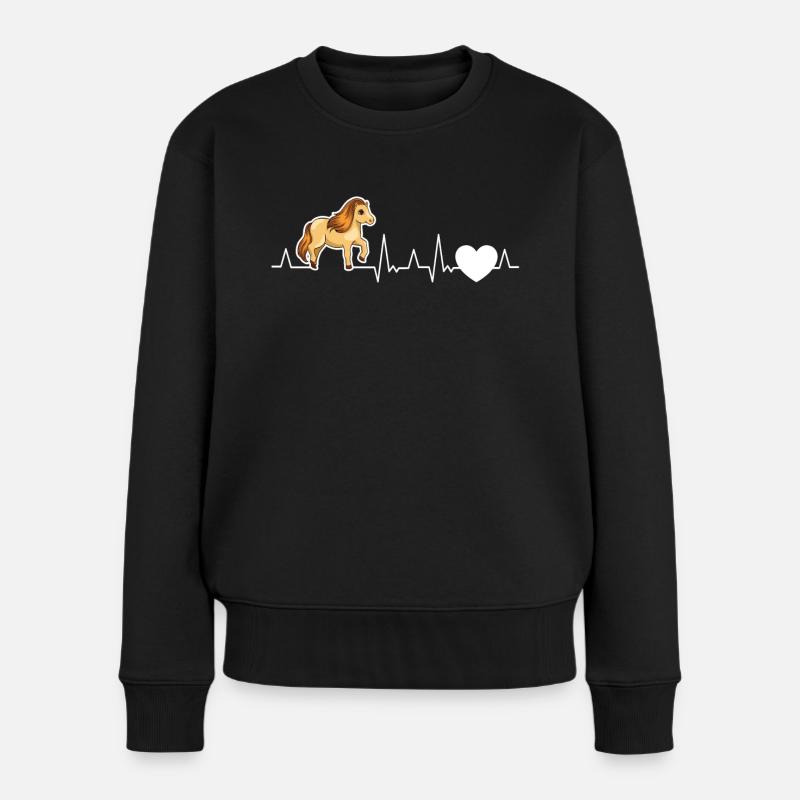 Shetland Pony Herzschlag - Frauen Premium Bio Pullover - Schwarz