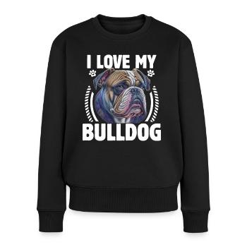 J’aime mon bouledogue anglais - Pull Premium bio Femme - noir - Devant - Julia (174cm)