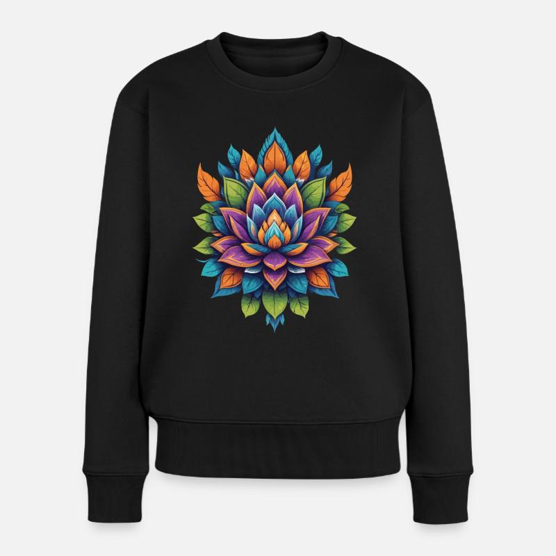 Spirituelle Blume Lotus Lebensenergie Lebensblume - Frauen Premium Bio Pullover - Schwarz