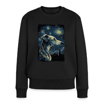 Galgo Espanol Starry Night - Frauen Premium Bio Pullover - Schwarz - Vorne - Julia (174cm)