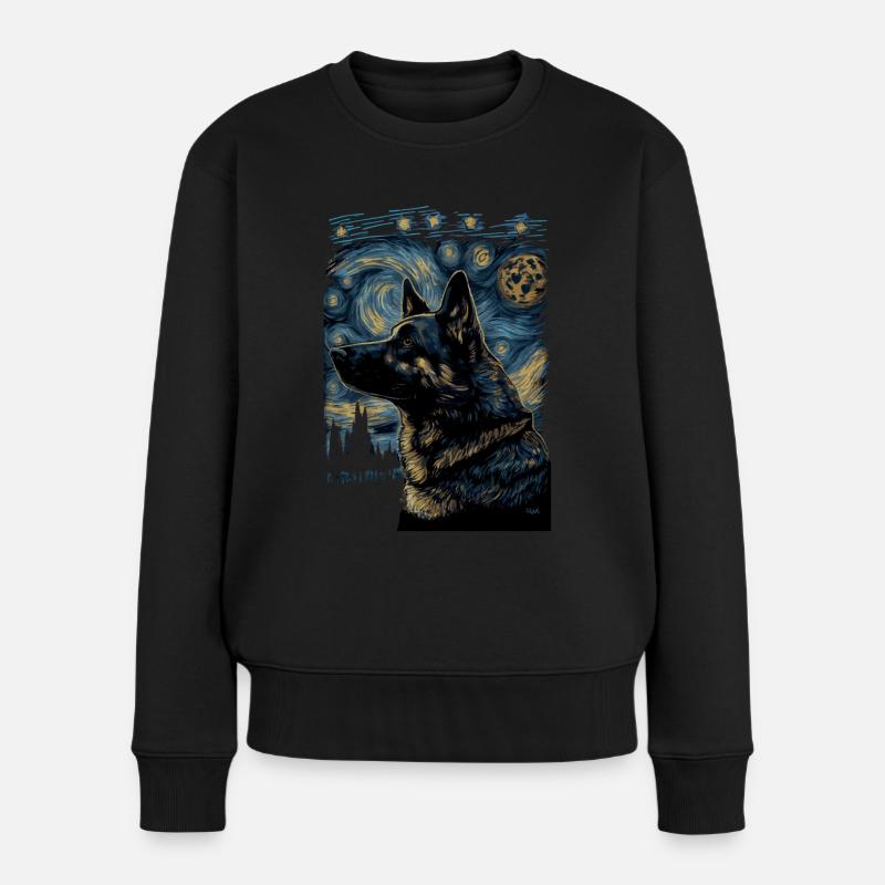 Schäferhund Starry Night - Frauen Premium Bio Pullover - Schwarz