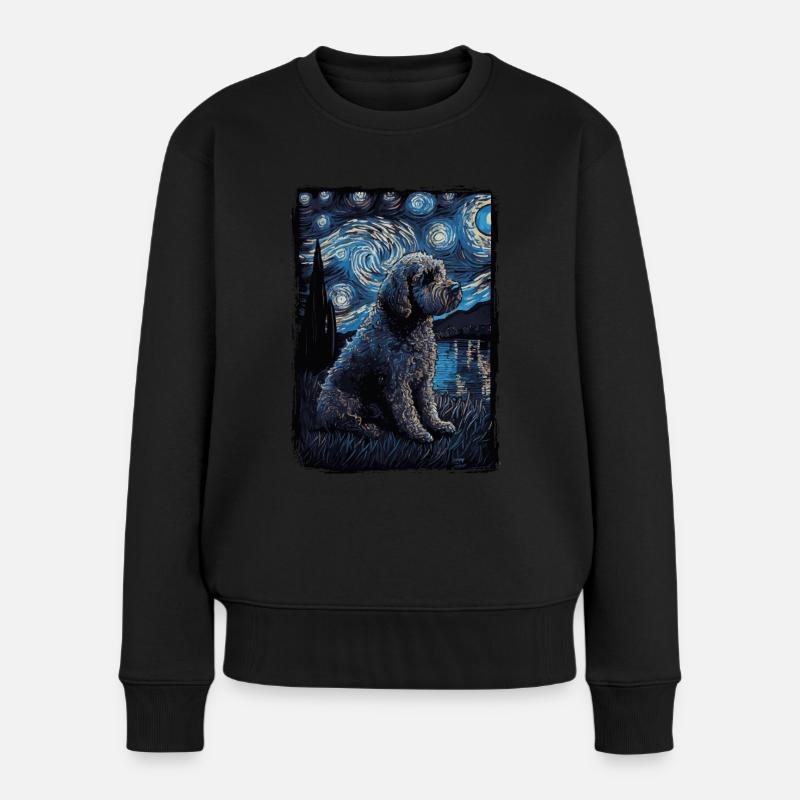 Lagotto Romagnolo Starry Night - Frauen Premium Bio Pullover - Schwarz