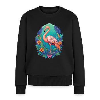 Aesthetic Flamingo Spiritual Mandala Design - Women's Premium Organic Jumper - black - Front - Julia (174cm)