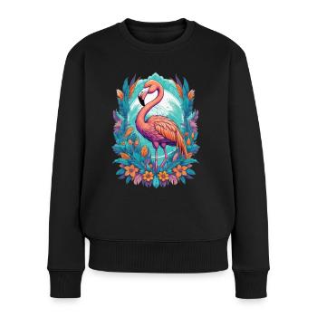 Flamingo Spirit Tier Mandala Traumfänger Design - Frauen Premium Bio Pullover - Schwarz - Vorne - Julia (174cm)