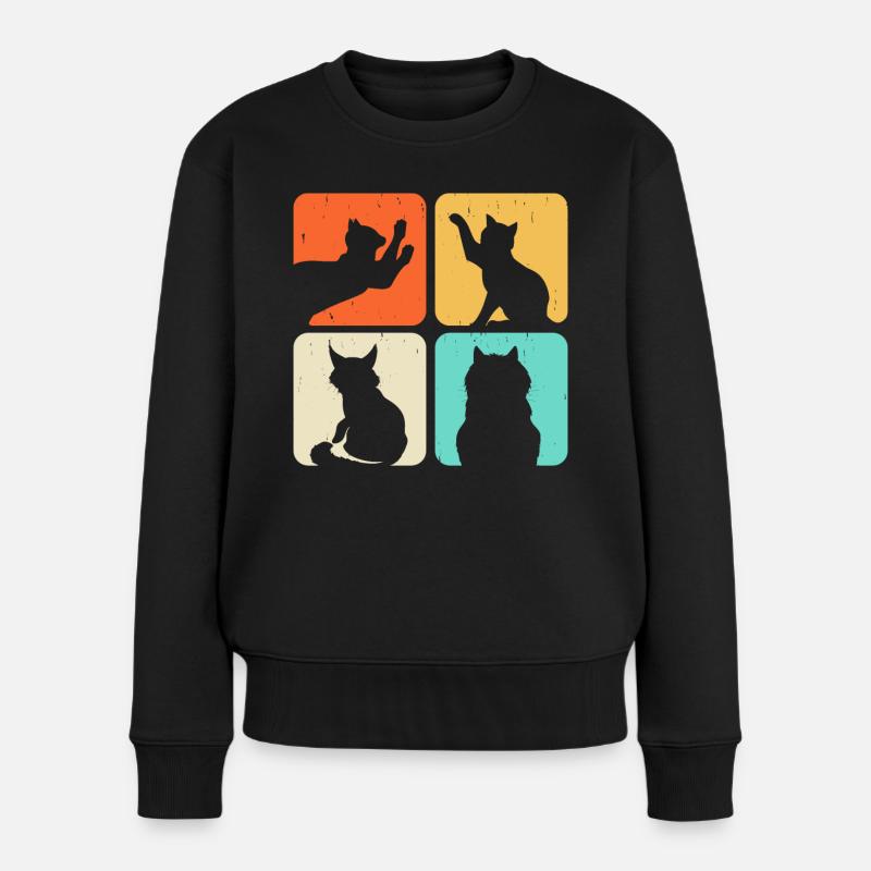 Katzen Motiv - Frauen Premium Bio Pullover - Schwarz