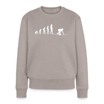 Départ du sprint - Cadeau - Pull Premium bio Femme - taupe - Devant - Julia (174cm)