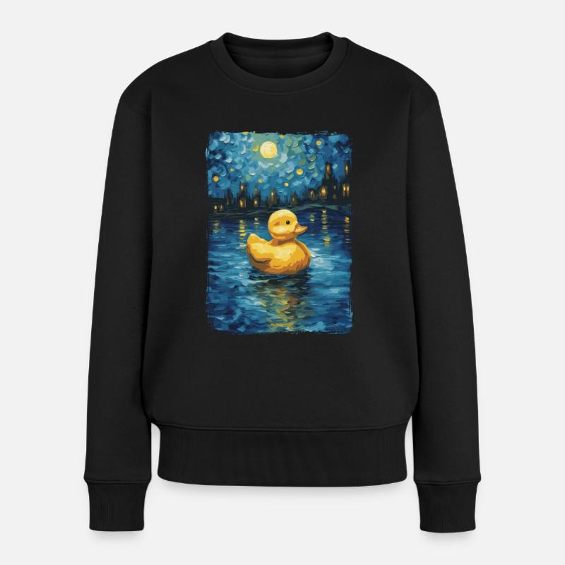 Badeente Starry Night - Frauen Premium Bio Pullover - Schwarz
