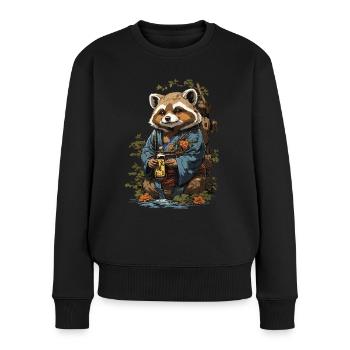 Chien viverrin Vintage saké japonais Art - Pull Premium bio Femme - noir - Devant - Julia (174cm)