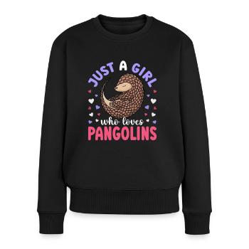 Just A Girl Who Loves Pangolins Schuppentiere - Frauen Premium Bio Pullover - Schwarz - Vorne - Julia (174cm)