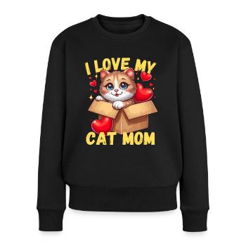 Chat chats chaton chat maman fête des mères amour - Pull Premium bio Femme - noir - Devant - Julia (174cm)