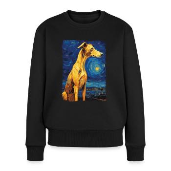 Galgo Espanol Starry Night - Frauen Premium Bio Pullover - Schwarz - Vorne - Julia (174cm)