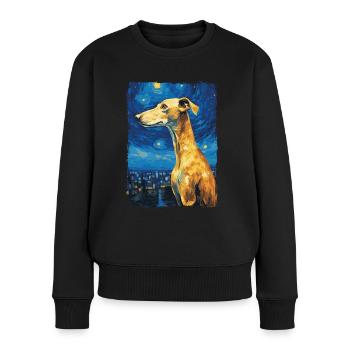 Galgo Espanol Starry Night - Frauen Premium Bio Pullover - Schwarz - Vorne - Julia (174cm)