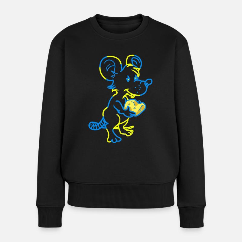 Maus Nager Haustiere Käse Tierfreund - Frauen Premium Bio Pullover - Schwarz